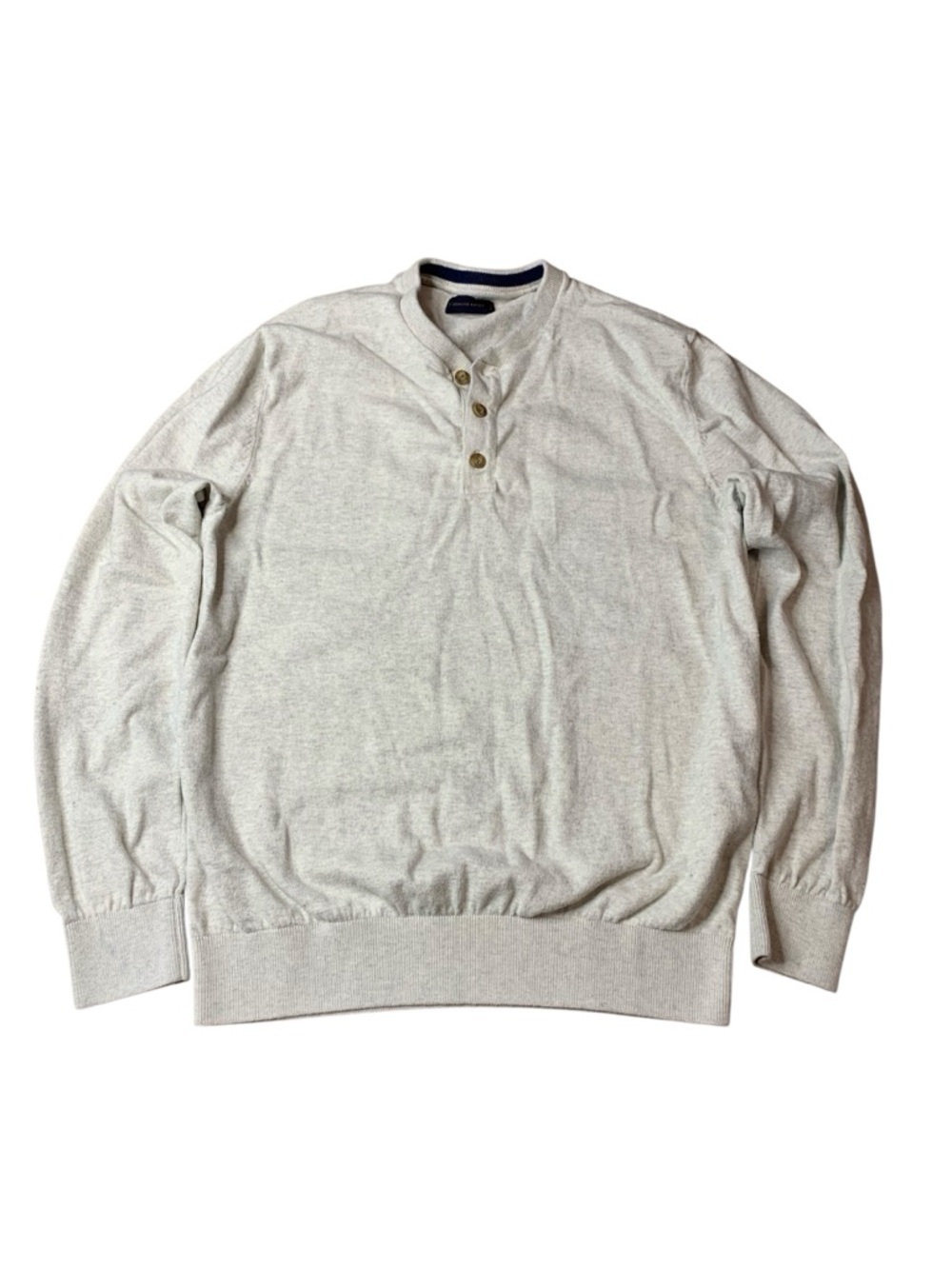 Denver Hayes Men’s Grey 100% Cotton Henley Sweater - Size Medium